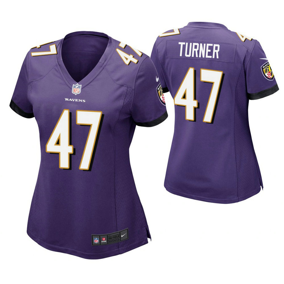 Women Baltimore Ravens #47 De'Lance Turner Purple Game Jersey Women Baltimore Ravens #47 De'Lance Turner Purple Game Jersey