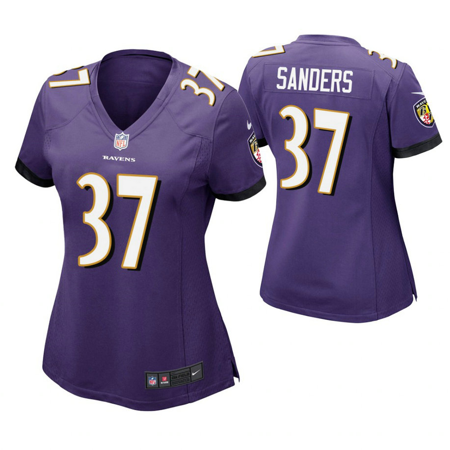 Women Baltimore Ravens #37 Deion Sanders Purple Game Retired Player Jersey Women Baltimore Ravens #37 Deion Sanders Purple Game Retired Player Jersey