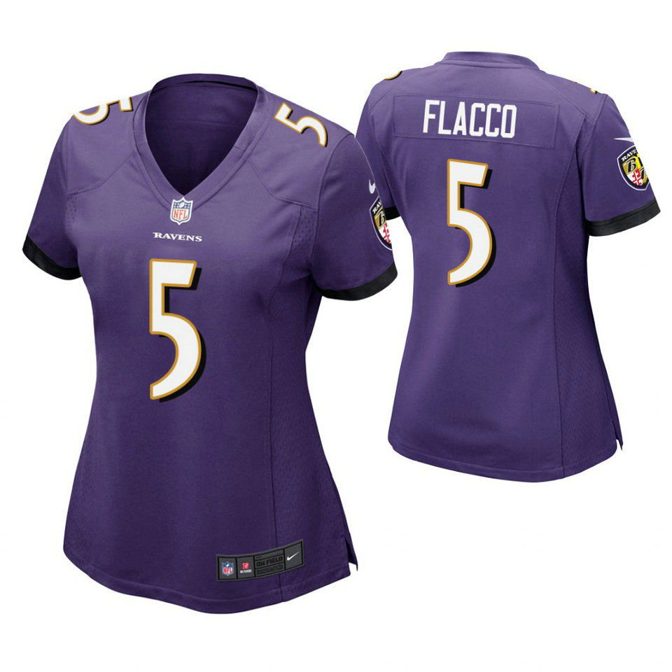 Women Baltimore Ravens #5 Joe Flacco Purple Game Jersey Women Baltimore Ravens #5 Joe Flacco Purple Game Jersey