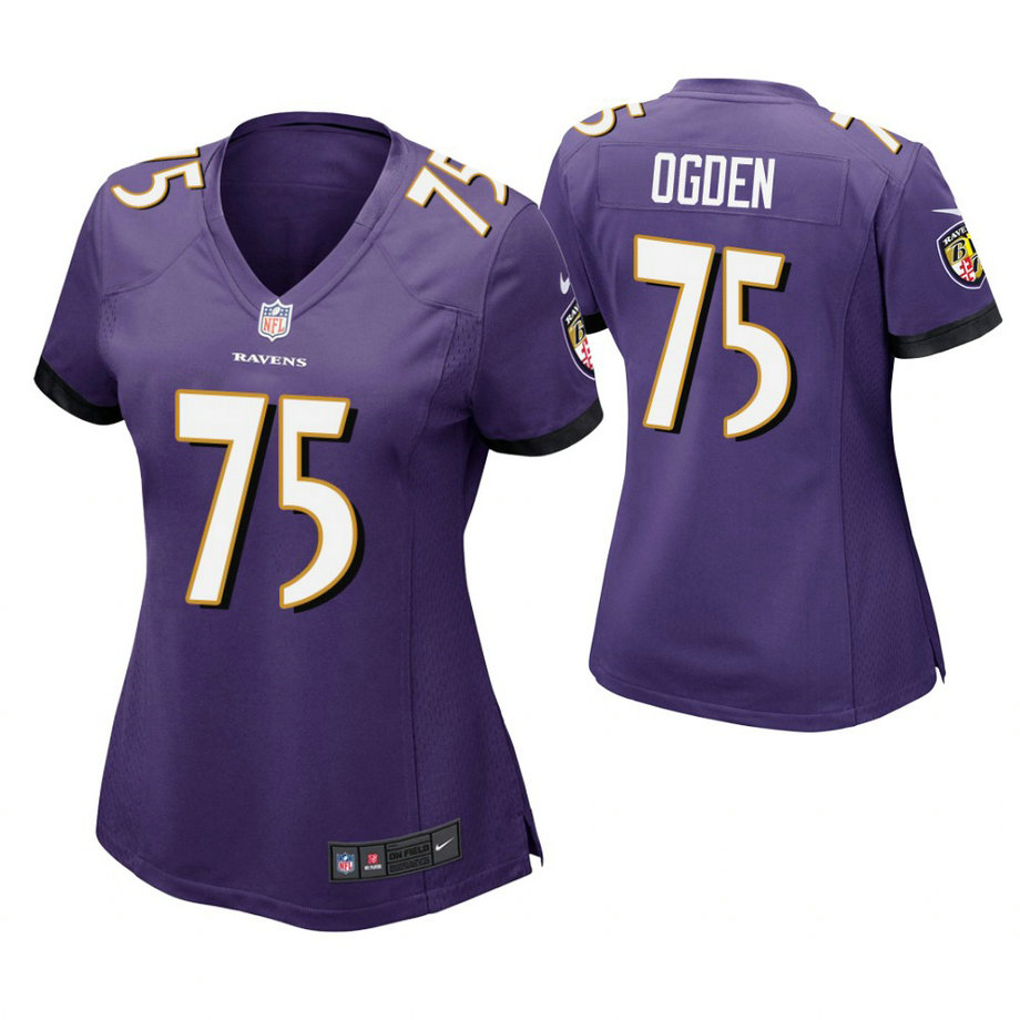 Women Baltimore Ravens #75 Jonathan Ogden Purple Game Retired Player Jersey