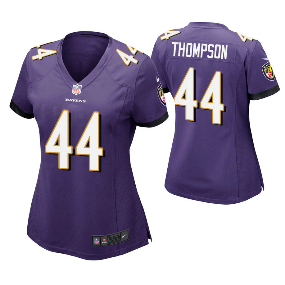 Women Baltimore Ravens #44 Mark Thompson Purple Game Jersey