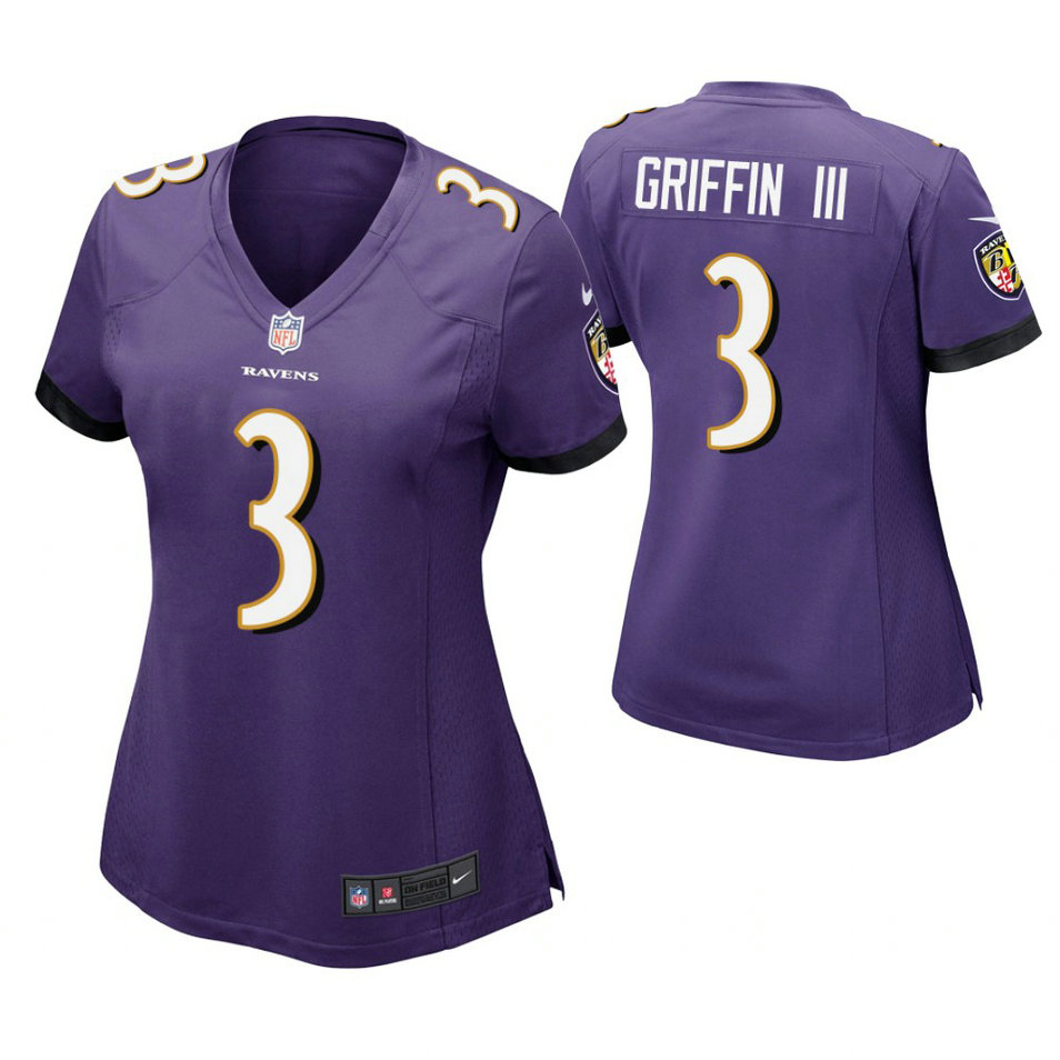 Women Baltimore Ravens #3 Robert Griffin III Purple Game Jersey Women Baltimore Ravens #3 Robert Griffin III Purple Game Jersey