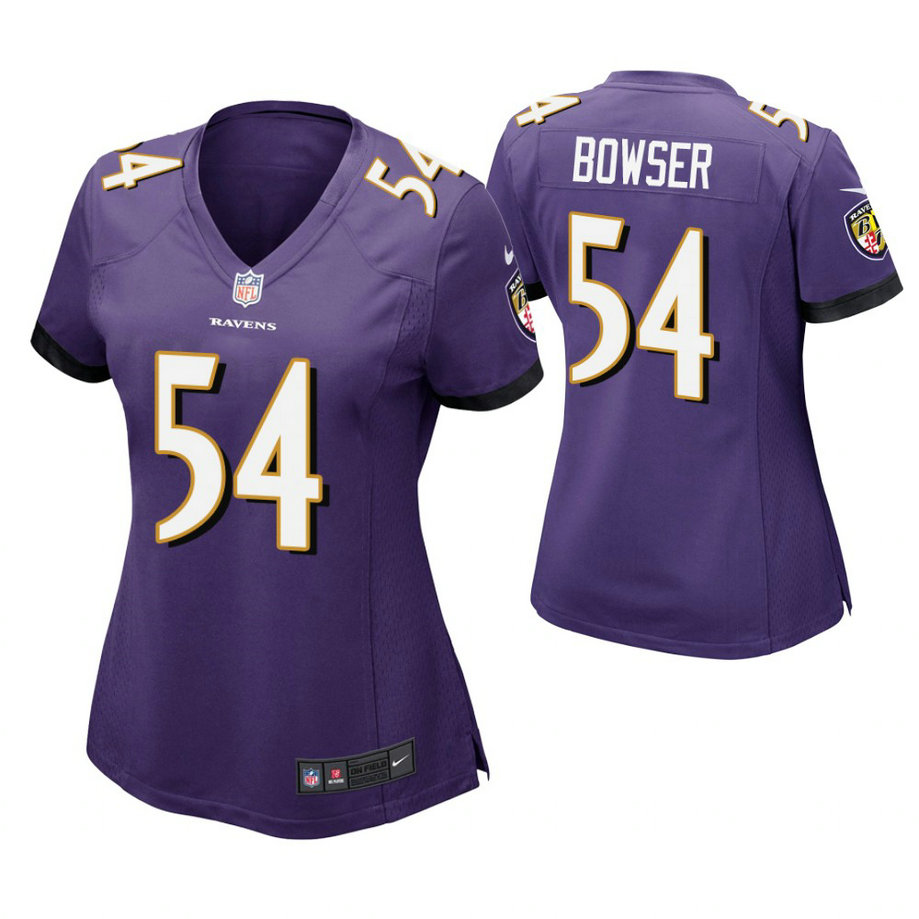 Women Baltimore Ravens #54 Tyus Bowser Purple Game Jersey