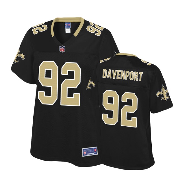 Women New Orleans Saints #92 Marcus Davenport Black Pro Line Player Jersey