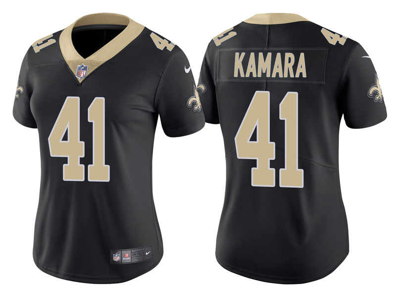 Women New Orleans Saints #41 Alvin Kamara Black Vapor Untouchable Limited Jersey