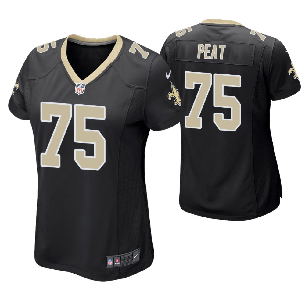 Women New Orleans Saints #75 Andrus Peat Black Game Jersey Women New Orleans Saints #75 Andrus Peat Black Game Jersey