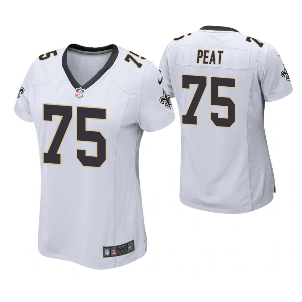 Women New Orleans Saints #75 Andrus Peat White Game Jersey Women New Orleans Saints #75 Andrus Peat White Game Jersey