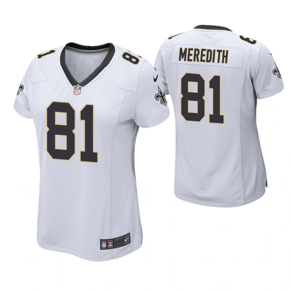 Women New Orleans Saints #81 Cameron Meredith White Game Jersey Women New Orleans Saints #81 Cameron Meredith White Game Jersey