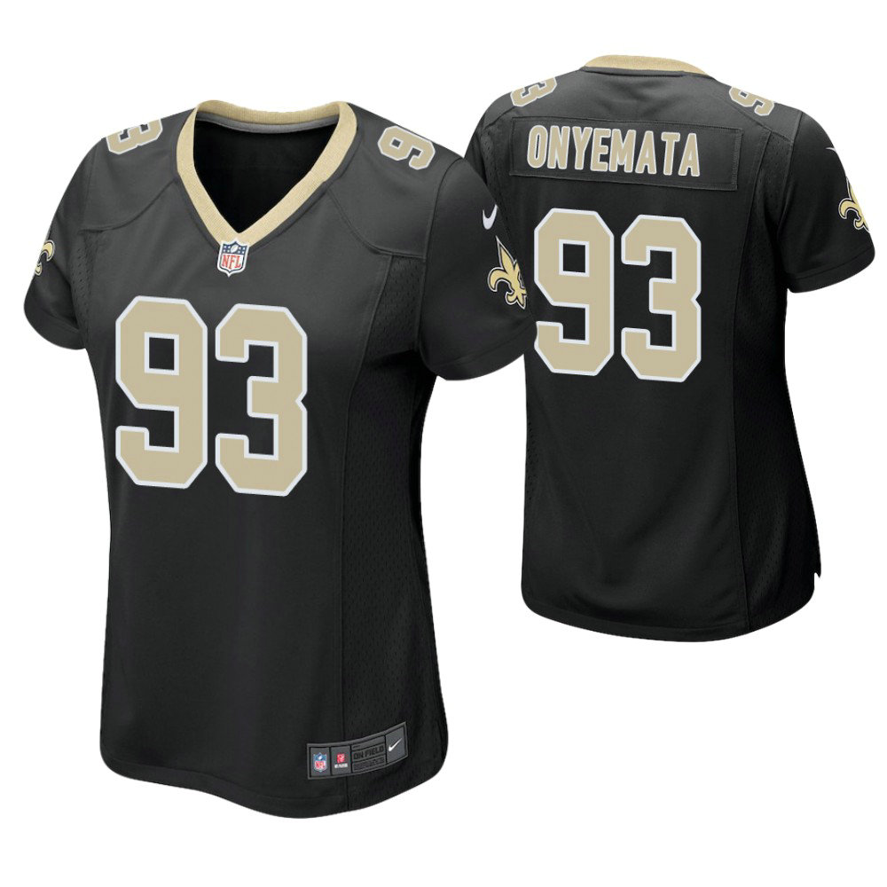 Women New Orleans Saints #93 David Onyemata Black Game Jersey Women New Orleans Saints #93 David Onyemata Black Game Jersey