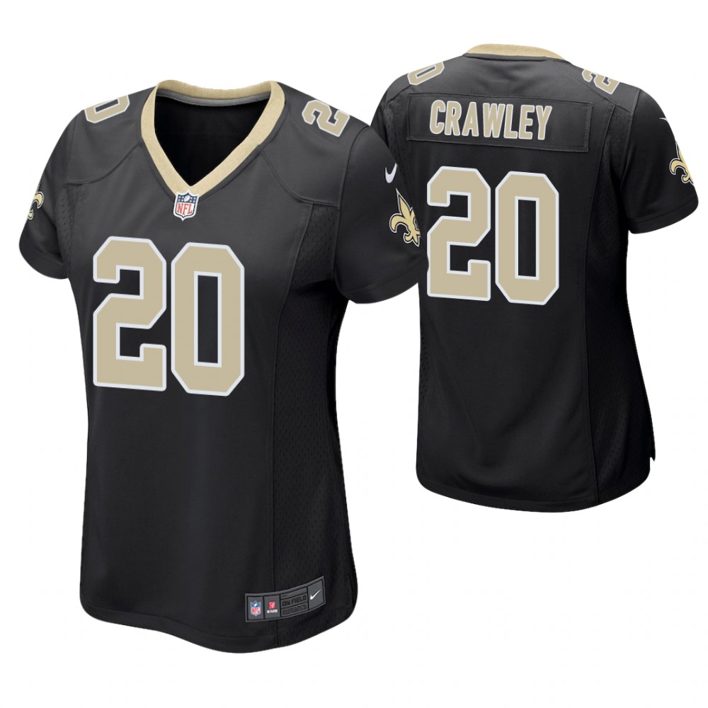 Women New Orleans Saints #20 Ken Crawley Black Game Jersey Women New Orleans Saints #20 Ken Crawley Black Game Jersey