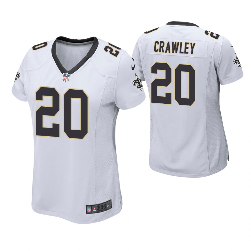 Women New Orleans Saints #20 Ken Crawley White Game Jersey Women New Orleans Saints #20 Ken Crawley White Game Jersey