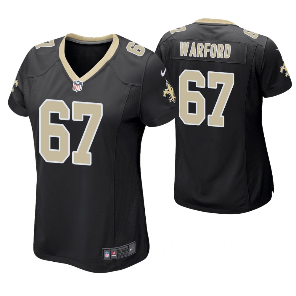 Women New Orleans Saints #67 Larry Warford Black Game Jersey