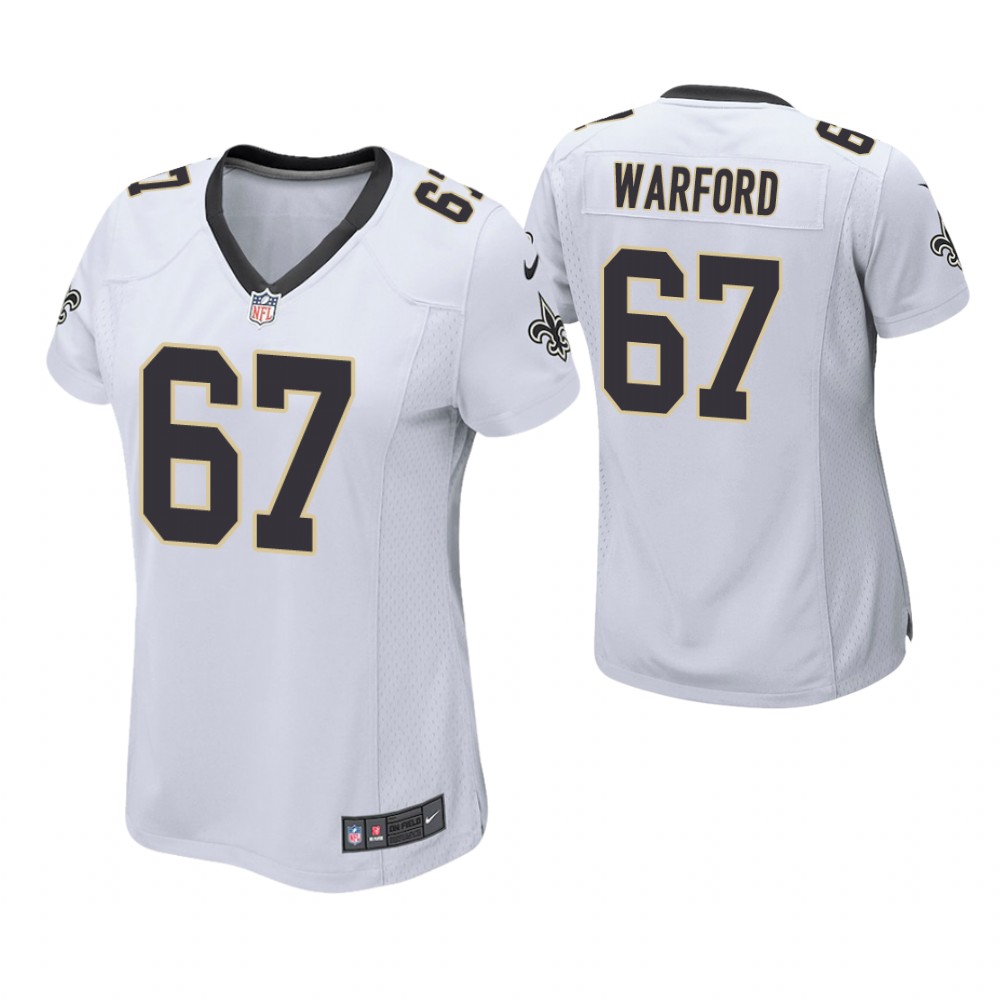 Women New Orleans Saints #67 Larry Warford White Game Jersey