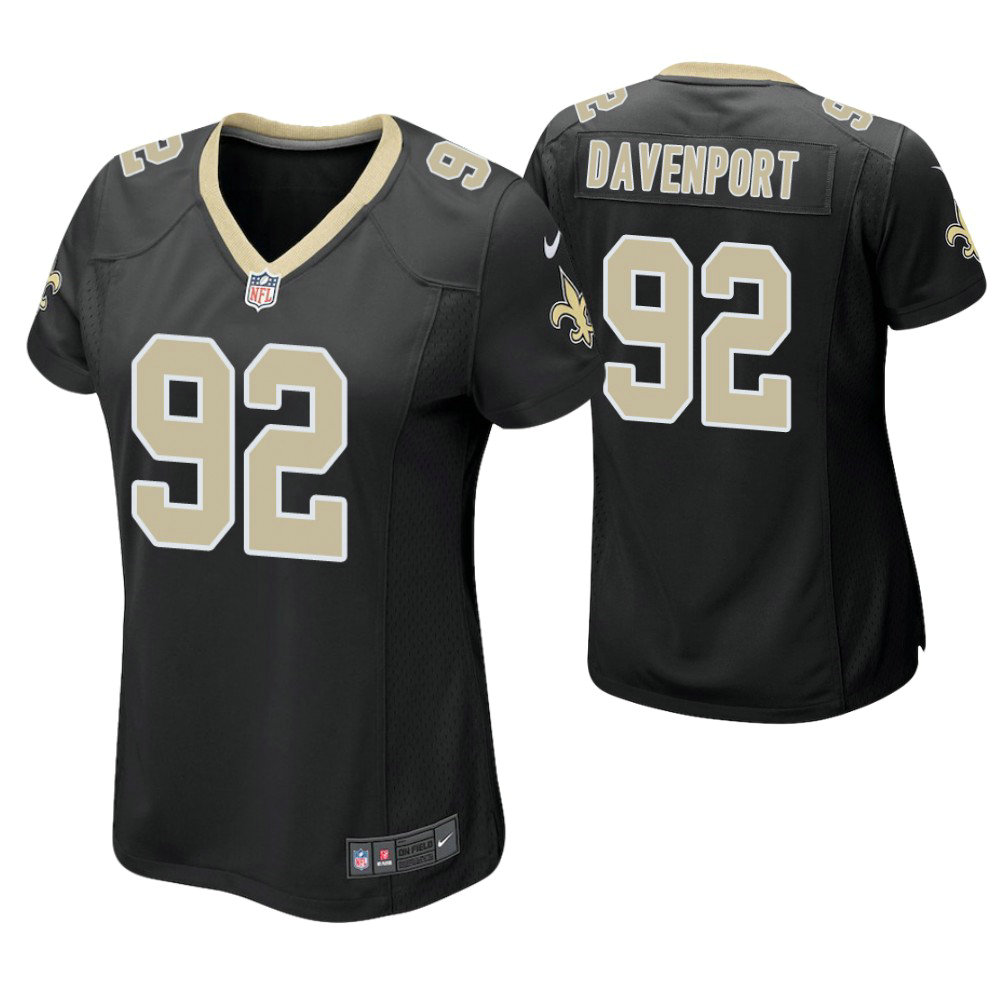 Women New Orleans Saints #92 Marcus Davenport Black Game Jersey