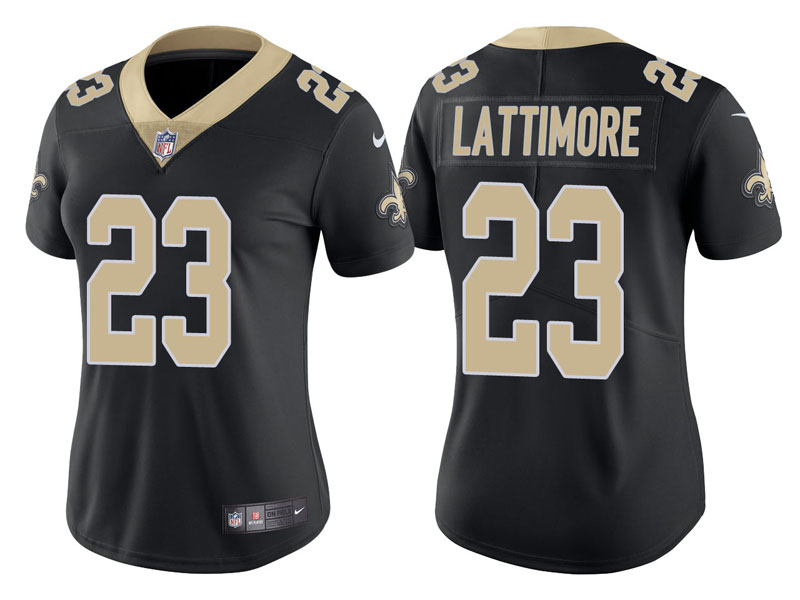 Women New Orleans Saints #23 Marshon Lattimore Black Vapor Untouchable Limited Jersey