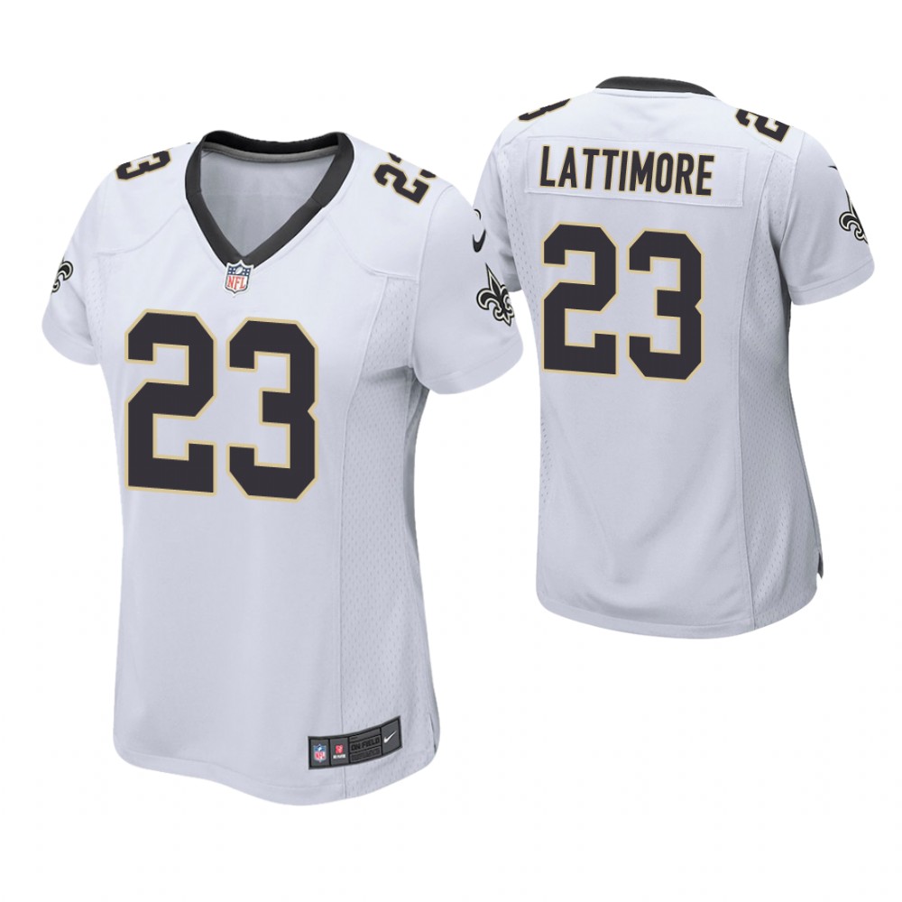 Women New Orleans Saints #23 Marshon Lattimore White Game Jersey Women New Orleans Saints #23 Marshon Lattimore White Game Jersey