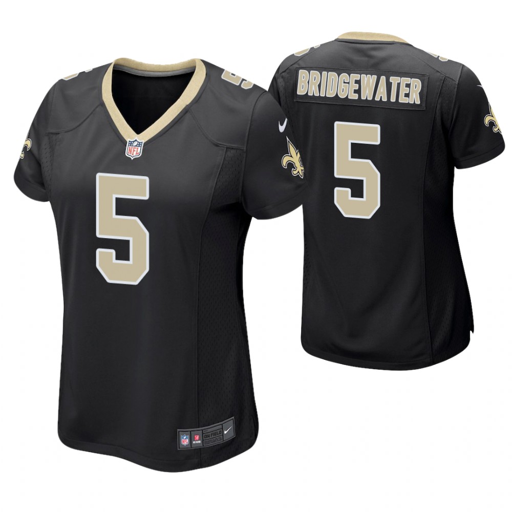 Women New Orleans Saints #5 Teddy Bridgewater Black Game Jersey