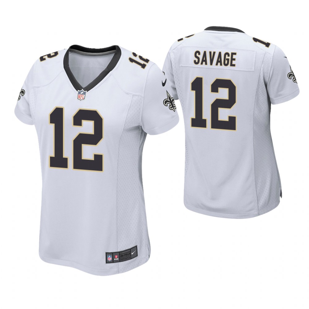 Women New Orleans Saints #12 Tom Savage White Game Jersey Women New Orleans Saints #12 Tom Savage White Game Jersey