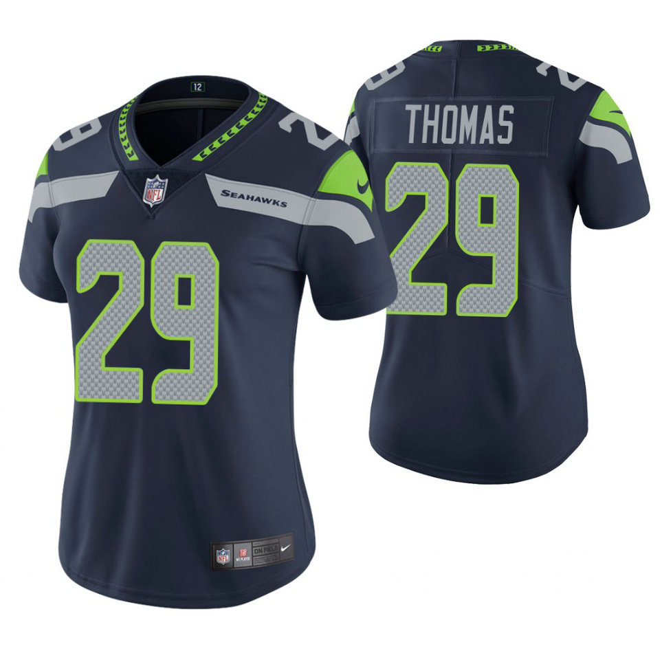 Women Seattle Seahawks #29 Earl Thomas Navy Game Jersey