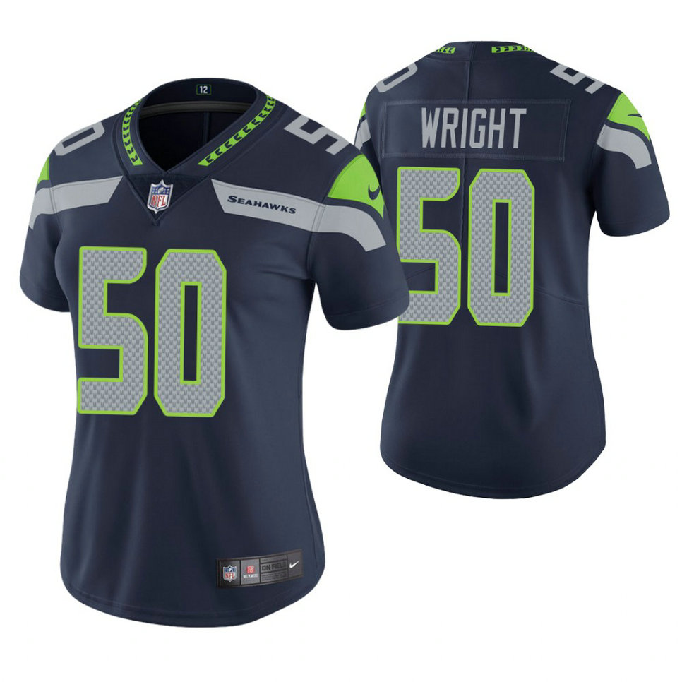 Women Seattle Seahawks #50 K. J. Wright Navy Game Jersey Women Seattle Seahawks #50 K. J. Wright Navy Game Jersey