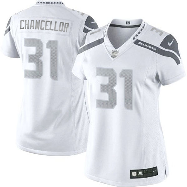 Women Seattle Seahawks #31 Kam Chancellor White Platinum Limited Jersey Women Seattle Seahawks #31 Kam Chancellor White Platinum Limited Jersey