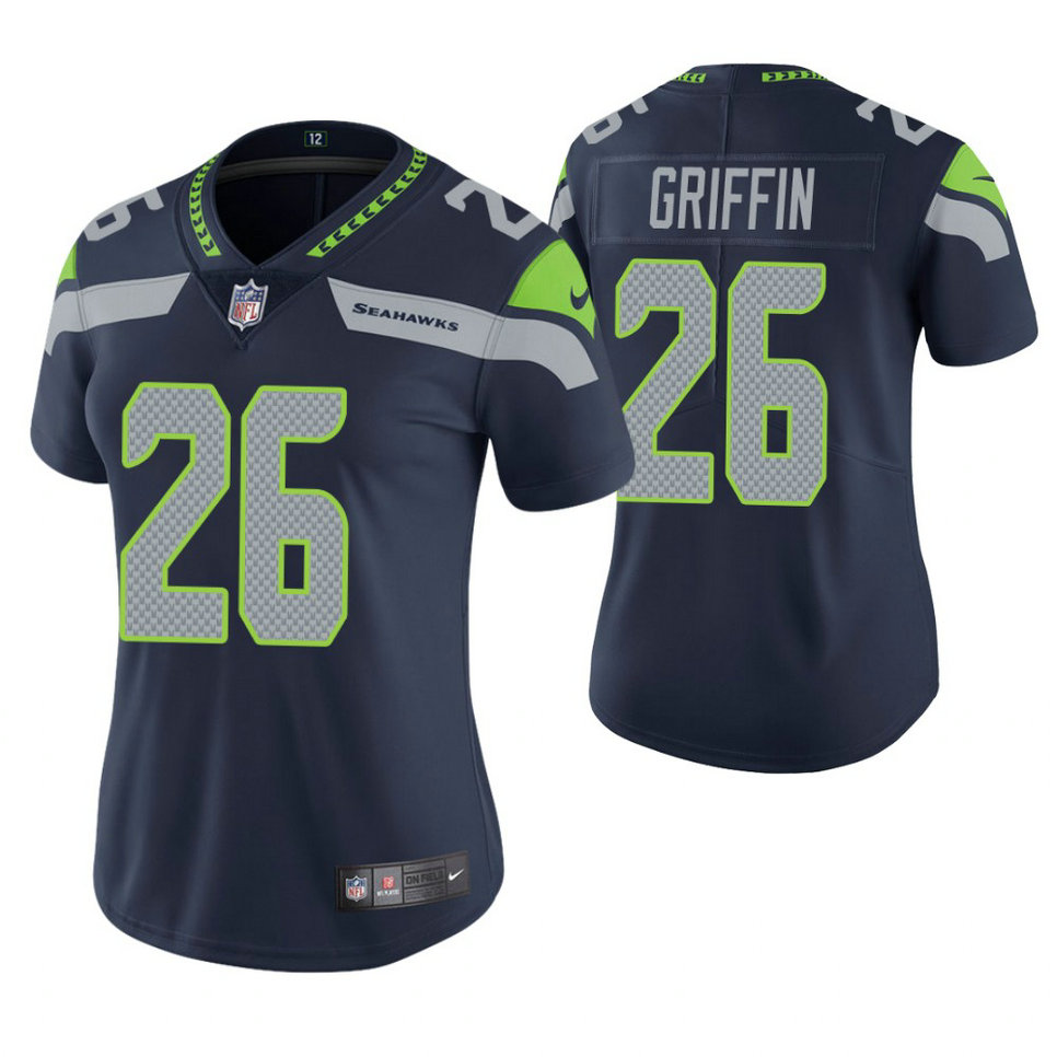 Women Seattle Seahawks #26 Shaquill Griffin Navy Game Jersey