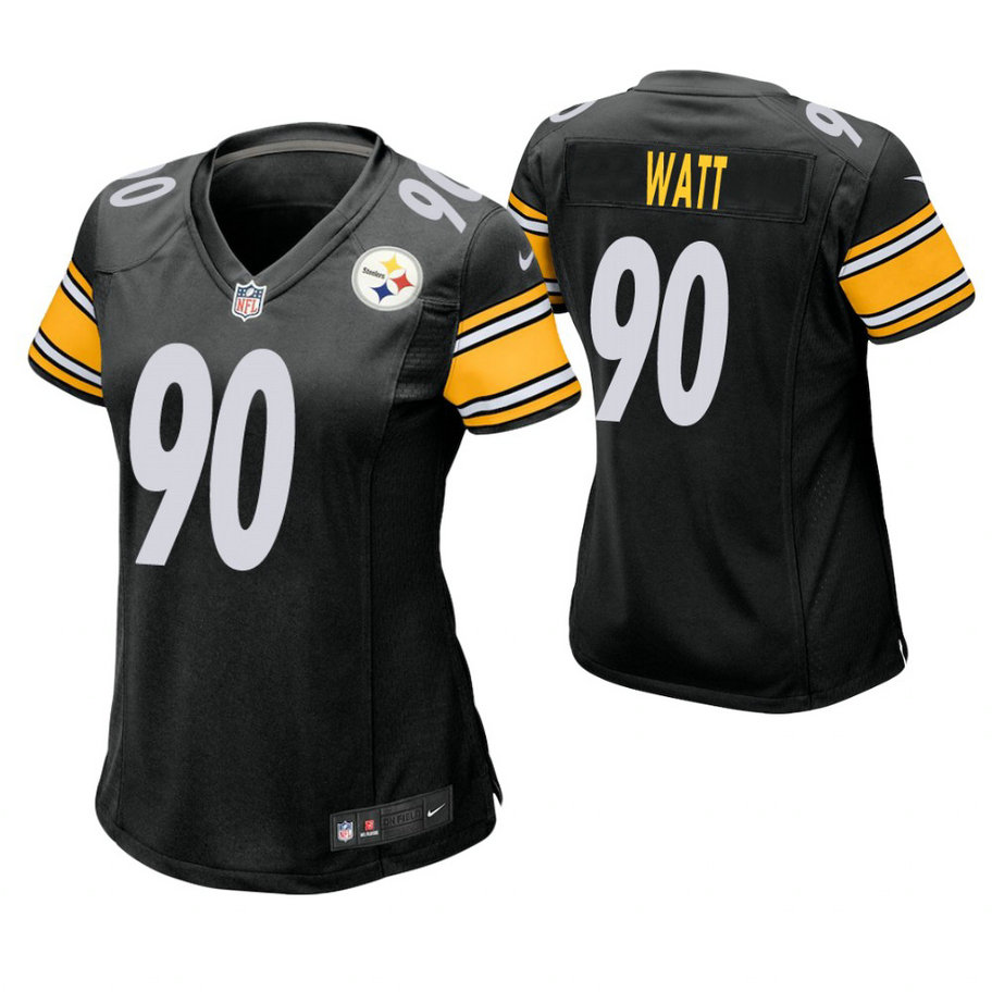 Women Pittsburgh Steelers #90 T.J. Watt Black Game Jersey