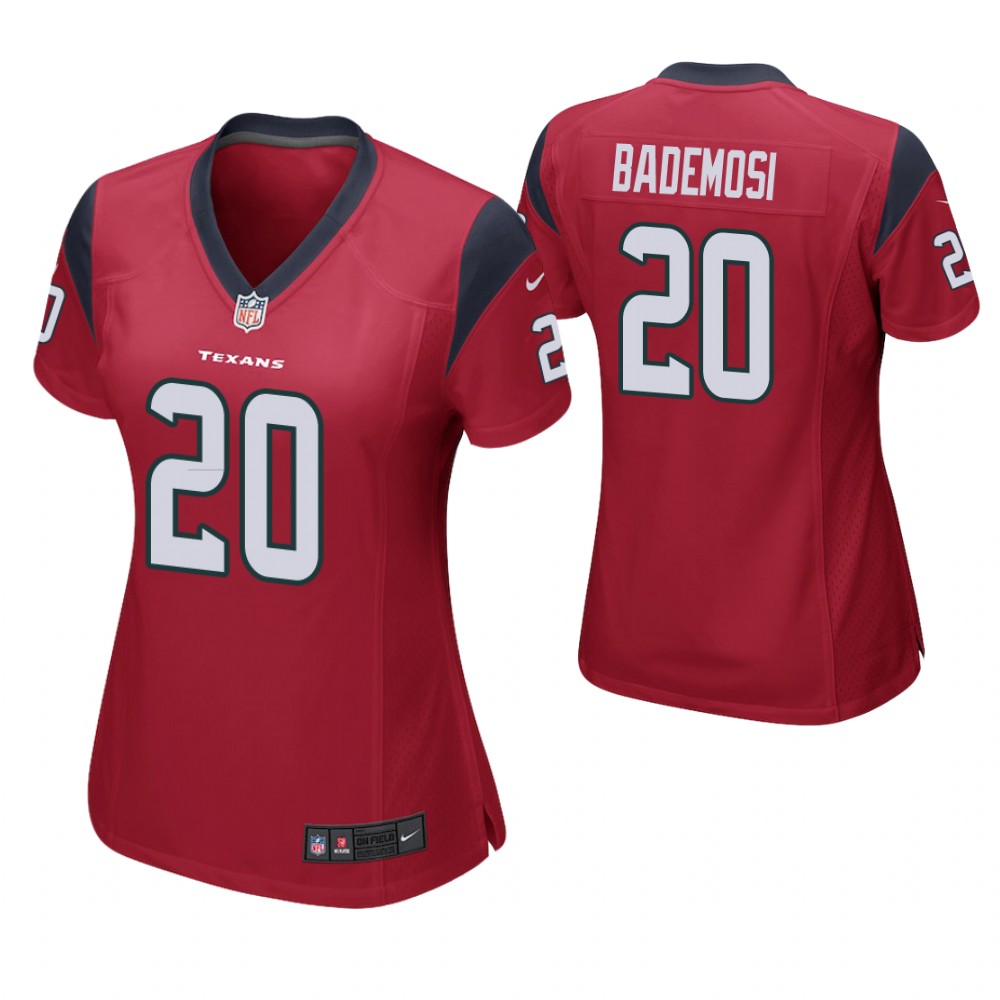 Women Houston Texans #20 Johnson Bademosi Red Game Jersey Women Houston Texans #20 Johnson Bademosi Red Game Jersey