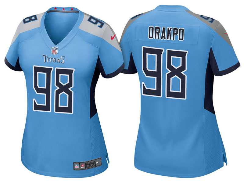 Women Tennessee Titans #98 Brian Orakpo Light Blue 2018 Game Jersey