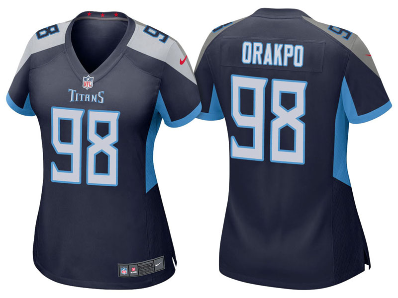Women Tennessee Titans #98 Brian Orakpo Navy 2018 Game Jersey