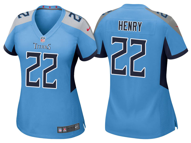 Women Tennessee Titans #22 Derrick Henry Light Blue 2018 Game Jersey