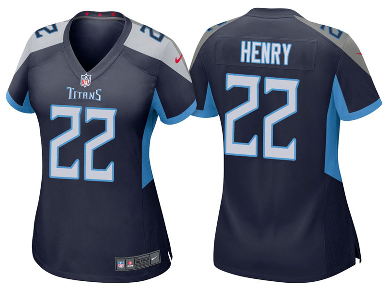 Women Tennessee Titans #22 Derrick Henry Navy 2018 Game Jersey