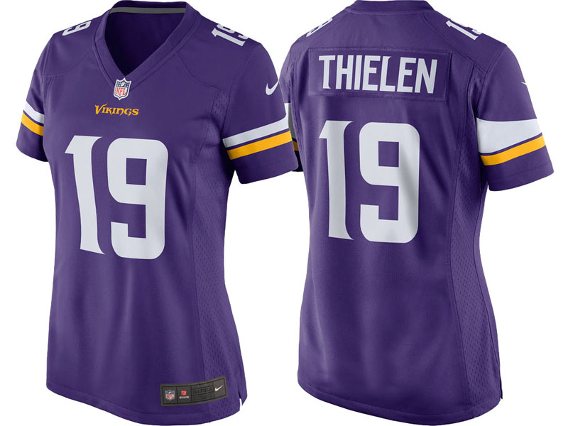 Women Minnesota Vikings #19 Adam Thielen Purple Game Jersey