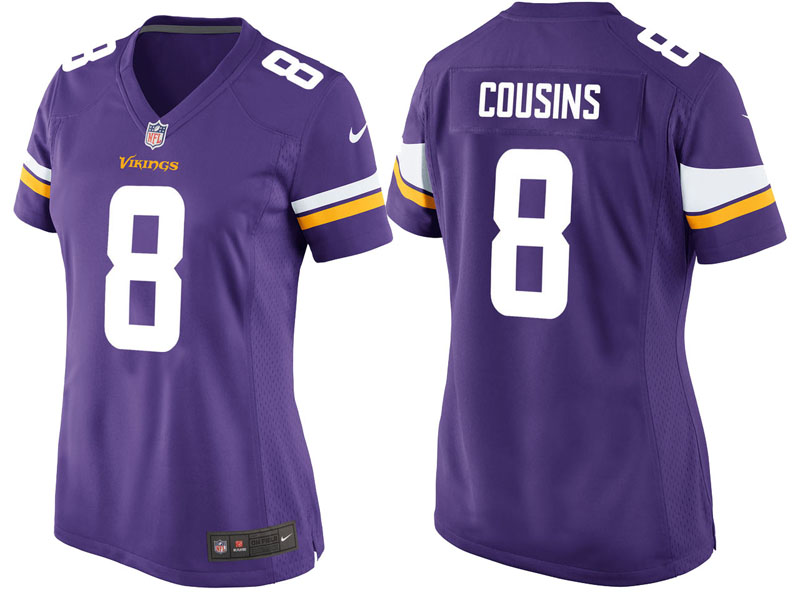 Women Minnesota Vikings #8 Kirk Cousins Purple Game Jersey