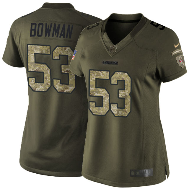 Women San Francisco 49ers #53 NaVorro Bowman Green Salute To Service Limited Jersey Women San Francisco 49ers #53 NaVorro Bowman Green Salute To Service Limited Jersey