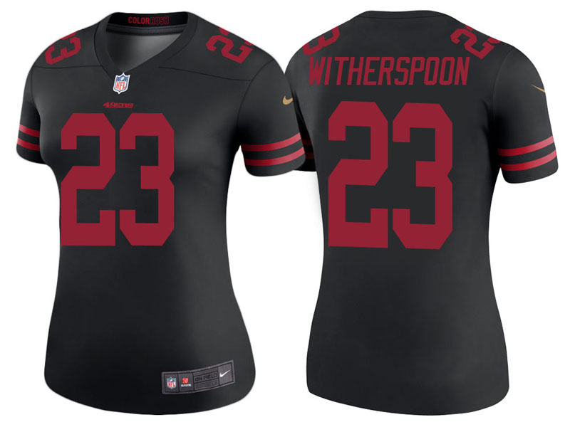 Women San Francisco 49ers #23 Ahkello Witherspoon Black Color Rush Legend Jersey Women San Francisco 49ers #23 Ahkello Witherspoon Black Color Rush Legend Jersey