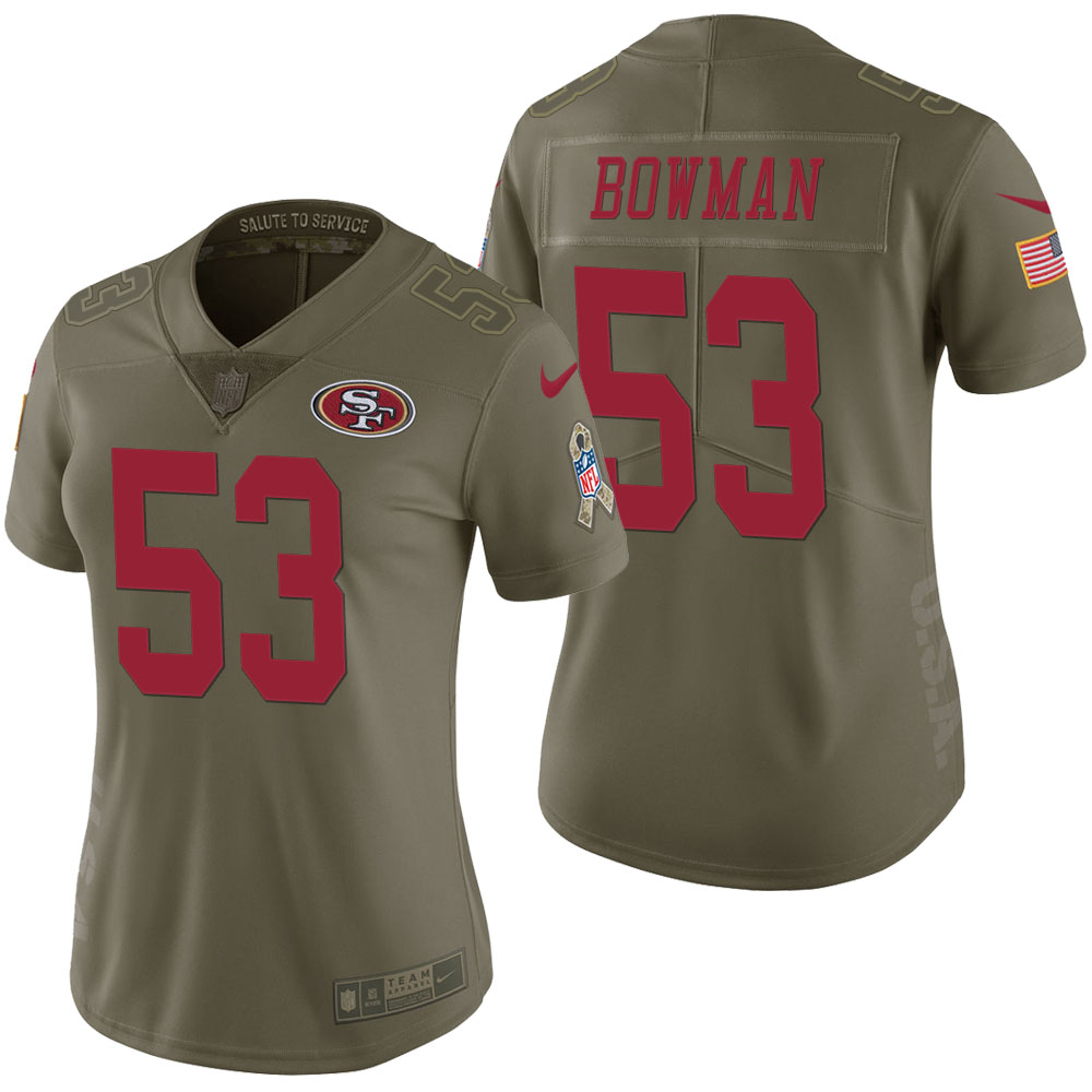 Women San Francisco 49ers Navorro Bowman Olive 2017 Salute to Service Limited Jersey Women San Francisco 49ers Navorro Bowman Olive 2017 Salute to Service Limited Jersey