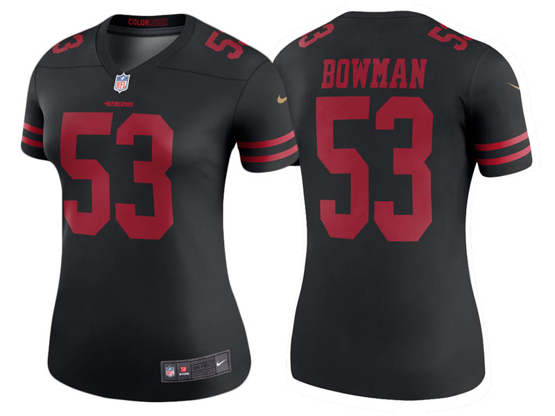 Women San Francisco 49ers #53 Navorro Bowman Black Color Rush Legend Jersey Women San Francisco 49ers #53 Navorro Bowman Black Color Rush Legend Jersey