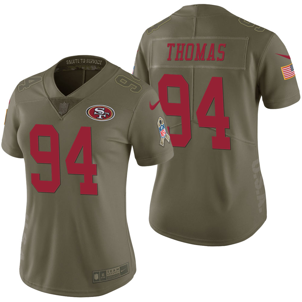 Women San Francisco 49ers Solomon Thomas Olive 2017 Salute to Service Limited Jersey
