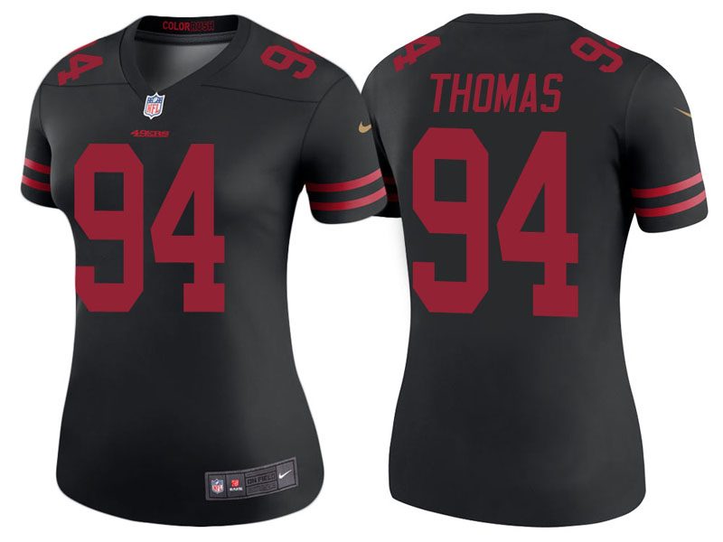 Women San Francisco 49ers #94 Solomon Thomas Black Color Rush Legend Jersey