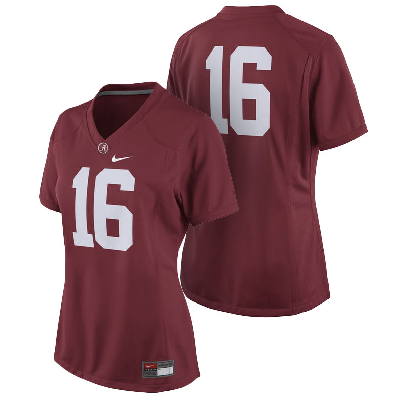WOMEN Alabama Crimson Tide #16 Crimson Replica Game College Football Jersey