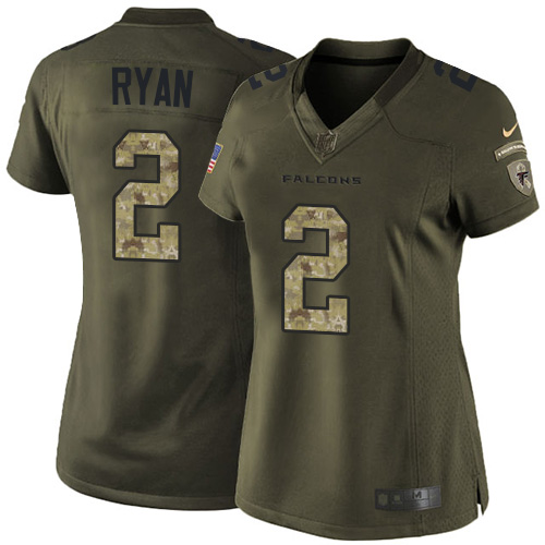 Women Atlanta Falcons #2 Matt Ryan Green Camo Salute To Service Limited Jersey