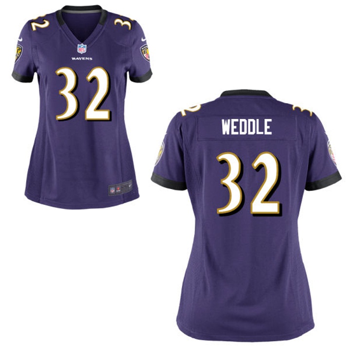 Women Baltimore Ravens #32 Eric Weddle Purple Game Jersey