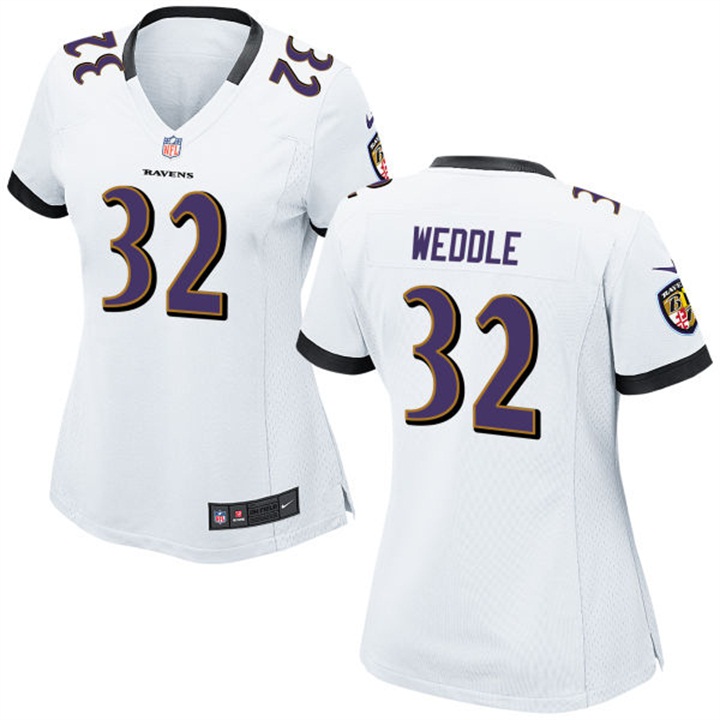 Women Baltimore Ravens #32 Eric Weddle White Game Jersey