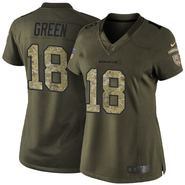 Women Cincinnati Bengals #18 AJ Green Green Salute To Service Limited Jersey With Super Bowl LVI Patch Women Cincinnati Bengals #18 AJ Green Green Salute To Service Limited Jersey With Super Bowl LVI Patch