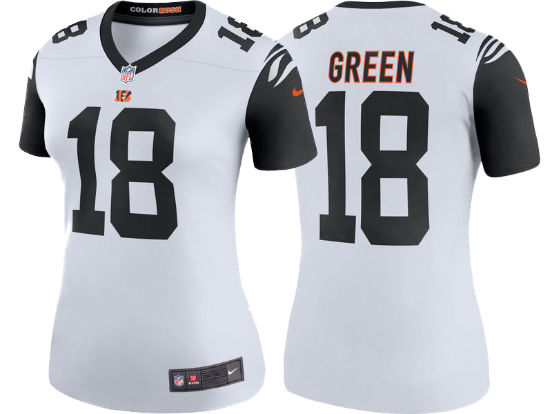 Women Cincinnati Bengals #18 A.J. Green White Color Rush Legend Jersey With Super Bowl LVI Patch Women Cincinnati Bengals #18 A.J. Green White Color Rush Legend Jersey With Super Bowl LVI Patch