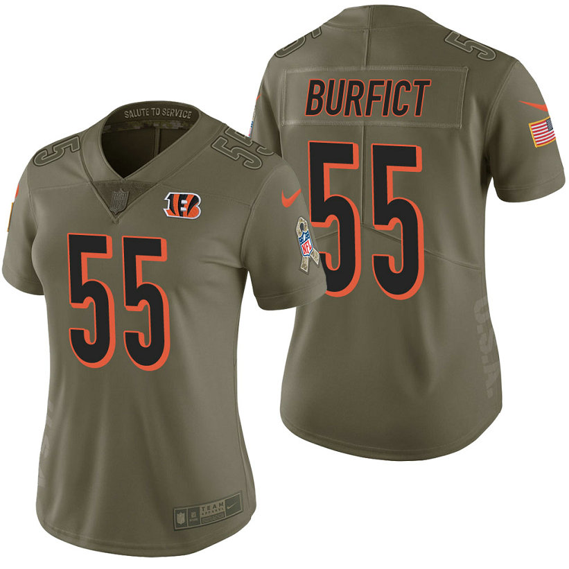 Women Cincinnati Bengals Vontaze Burfict Olive 2017 Salute to Service Limited Jersey
