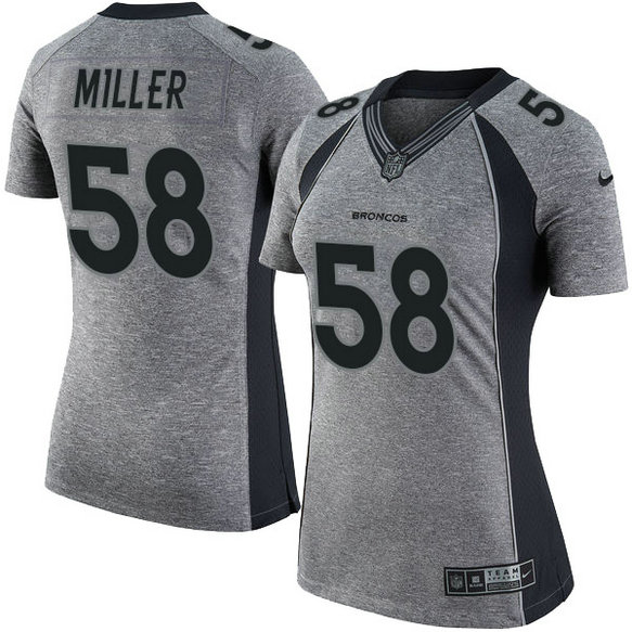 Women Denver Broncos #58 Von Miller Gridiron Gray Limited Jersey Women Denver Broncos #58 Von Miller Gridiron Gray Limited Jersey