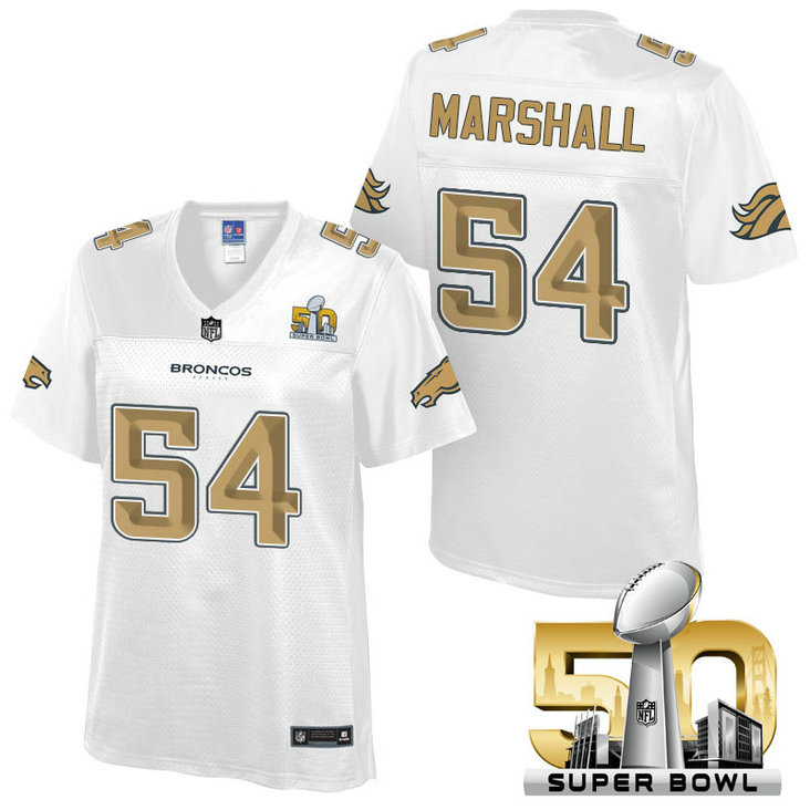 Women Denver Broncos #54 Brandon Marshall White 2016 Super Bowl 50th Pro Line Fashion Jersey Women Denver Broncos #54 Brandon Marshall White 2016 Super Bowl 50th Pro Line Fashion Jersey