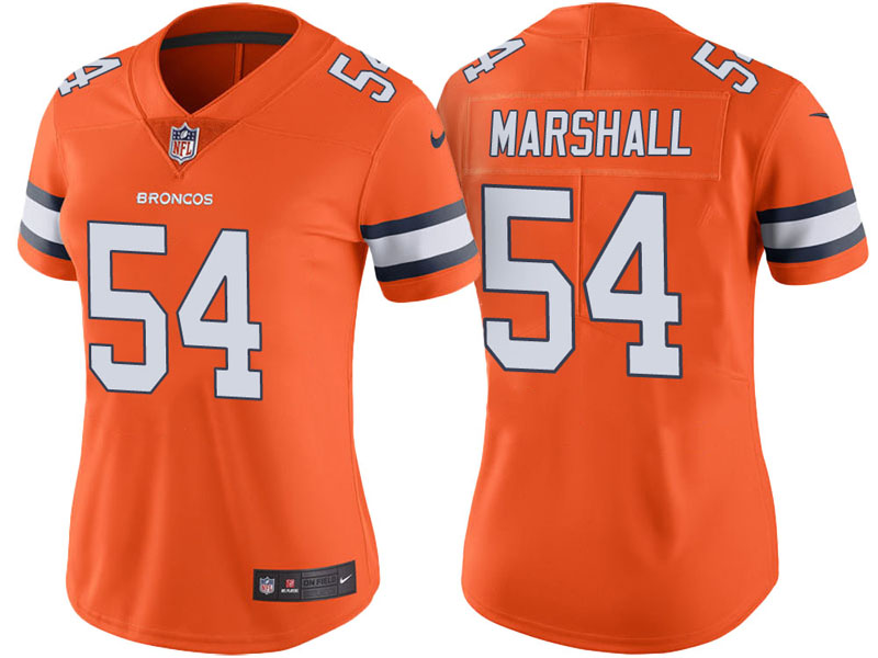 Women Denver Broncos #54 Brandon Marshall Orange Vapor Untouchable Color Rush Limited Jersey Women Denver Broncos #54 Brandon Marshall Orange Vapor Untouchable Color Rush Limited Jersey